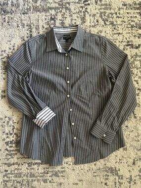 Talbots Gray Pinstripe women’s Dress Shirt